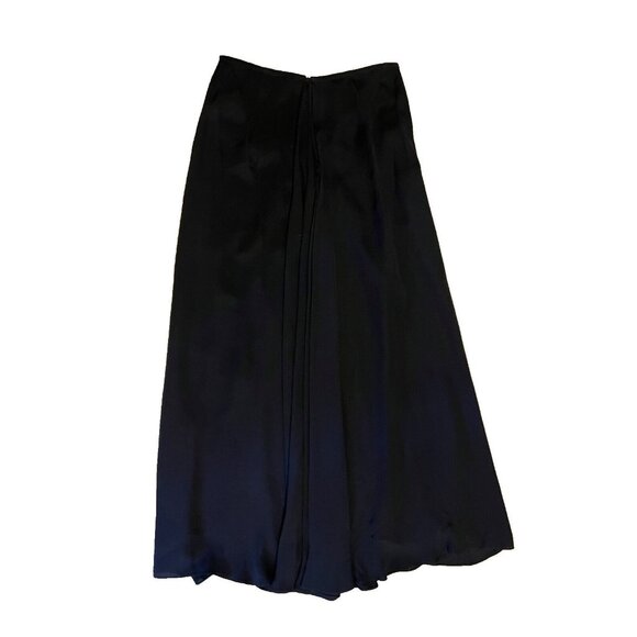 Talbots Long Maxi Skirt 4 Black SILK Back Pleat Classic Flat Front NWT $148 - Picture 11 of 12